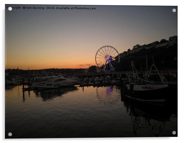 Sunset over Riviera wheel Acrylic by tom downing