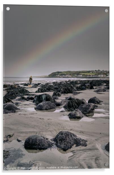 Rainbow On The Rocks Acrylic by Alan Campbell