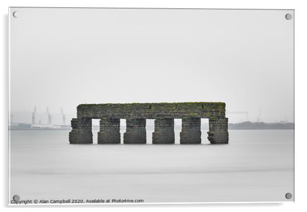 Platform overlooking Belfast Acrylic by Alan Campbell