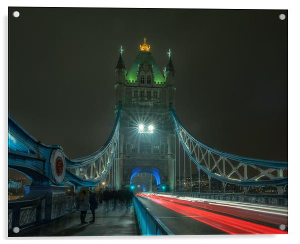 Tower Bridge Light trails Acrylic by Tim Smith