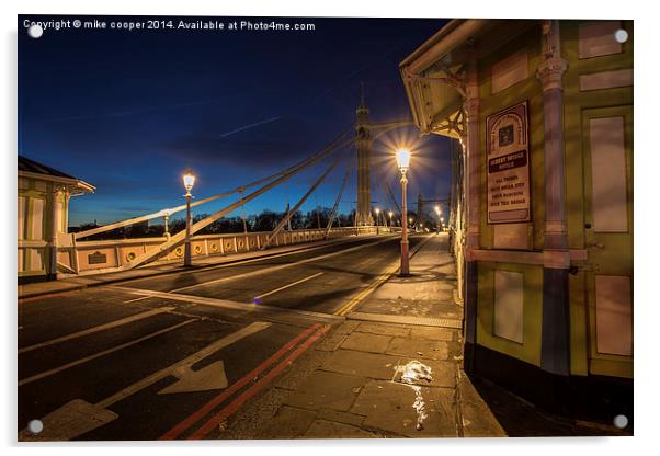 Albert bridge at dawn,london Acrylic by mike cooper