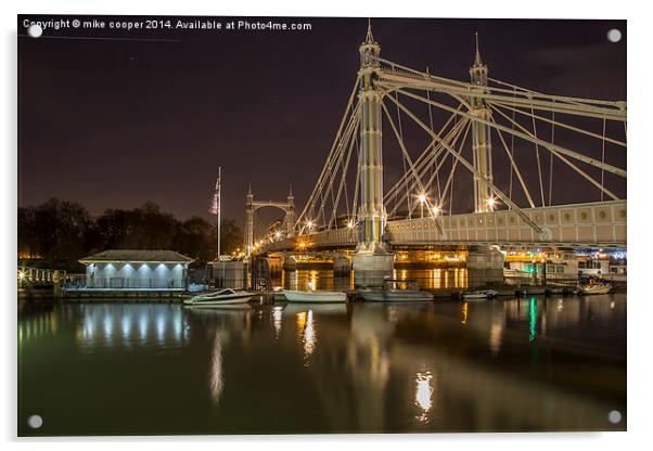  Albert bridge London at dawn Acrylic by mike cooper