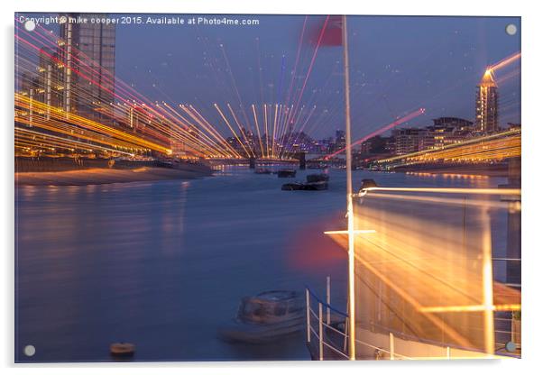  river thames light show Acrylic by mike cooper