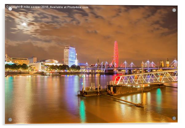  golden Jubilee bridge on a golden night Acrylic by mike cooper