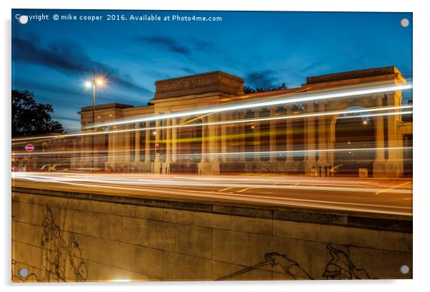 Hyde park corner screen light trail Acrylic by mike cooper