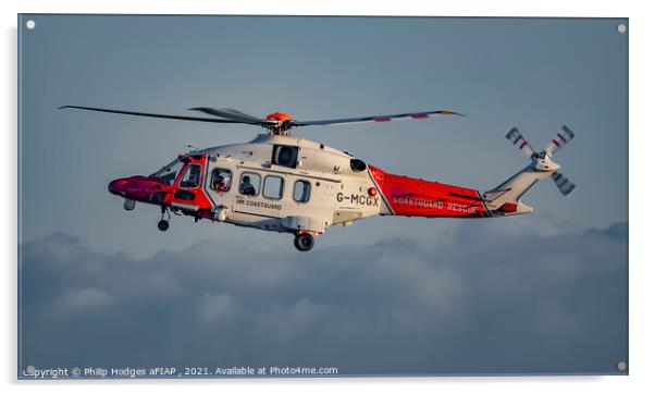 Coastguard Helicopter Acrylic by Philip Hodges aFIAP ,