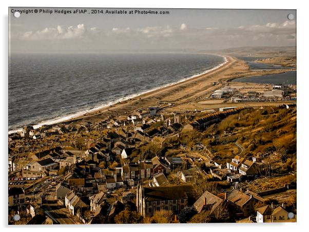 Portland and the Chesil Bank   Acrylic by Philip Hodges aFIAP ,