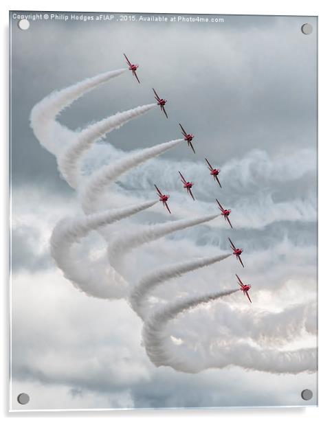   Red Arrows at Yeovilton (3) Acrylic by Philip Hodges aFIAP ,