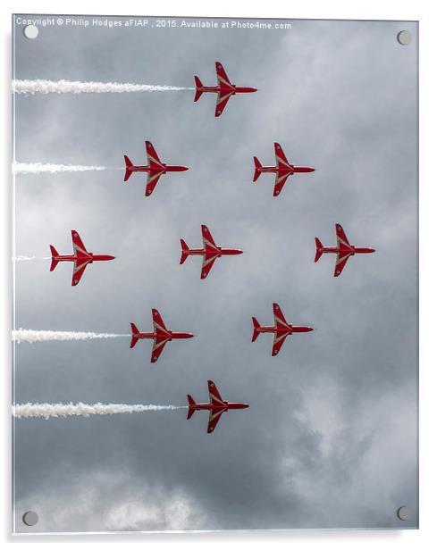 Red Arrows at Yeovilton (4)  Acrylic by Philip Hodges aFIAP ,