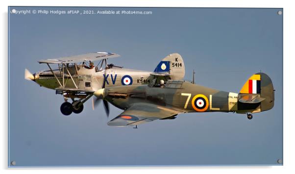 Sea Hurricane with Hawker Hind Acrylic by Philip Hodges aFIAP ,