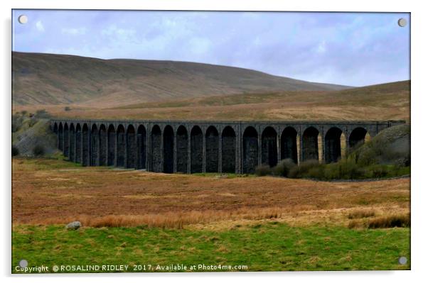 "TRAIN APPROACHING ON RIBBLEHEAD VIADUCT" Acrylic by ROS RIDLEY