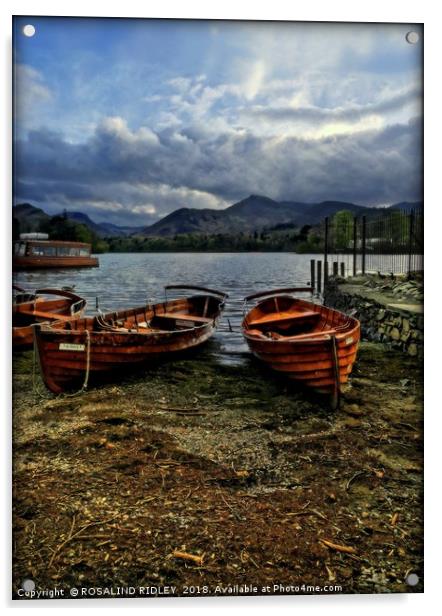 "Evening light on the boats at Derwentwater" Acrylic by ROS RIDLEY