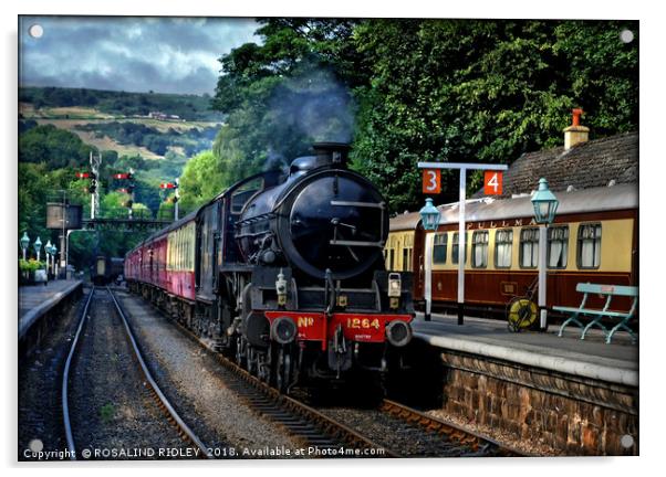 "1264 Arrives at Grosmont" Acrylic by ROS RIDLEY