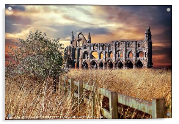 "breezy sunset at Whitby Abbey" Acrylic by ROS RIDLEY