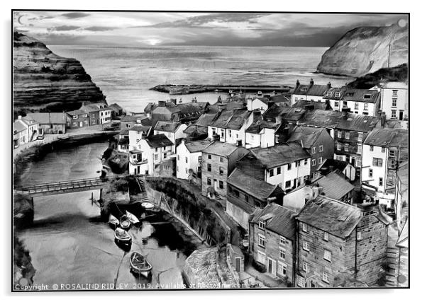 "Staithes monochrome" Acrylic by ROS RIDLEY