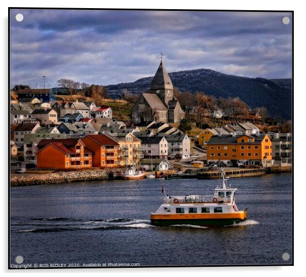 Kristiansund Harbour Norway Acrylic by ROS RIDLEY