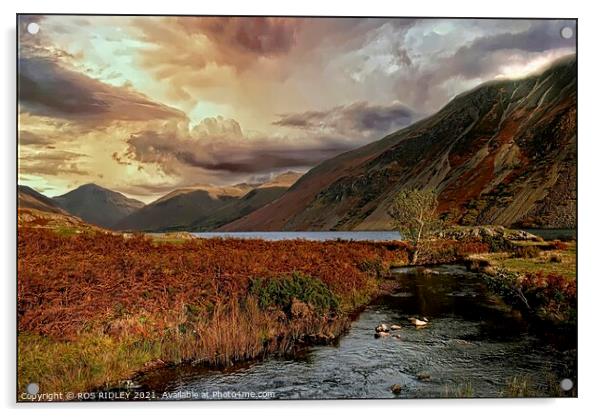 Sunshine and storm clouds at Wastwater Acrylic by ROS RIDLEY