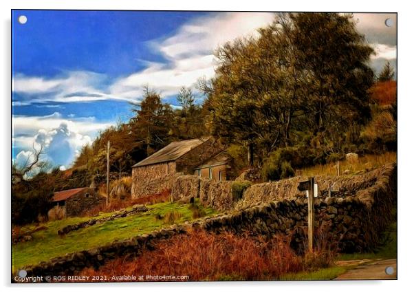 Wasdale Farmhouse in the Autumn Acrylic by ROS RIDLEY