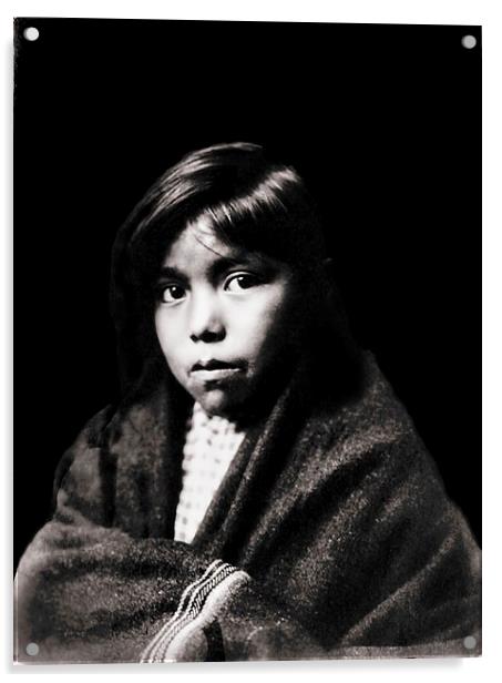 YOUNG NAVAJO GIRL  Acrylic by paul willats