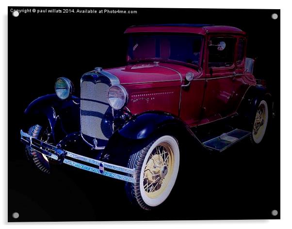  OLD RESTORED VINTAGE CAR Acrylic by paul willats