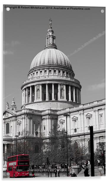  Red London Bus in front of St Paul's Acrylic by Robert Whitehead