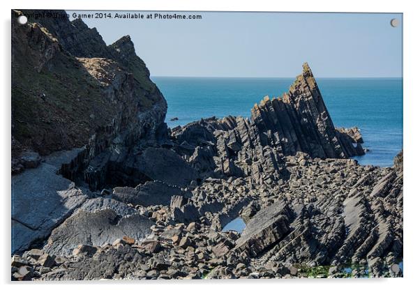  Layered Rocks off the Hartland Peninsula Acrylic by Brian Garner