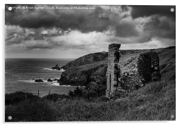 Ruined Cornish Tin Mine Acrylic by Brian Garner
