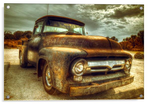  Rusty Ford Truck Acrylic by Mal Bray