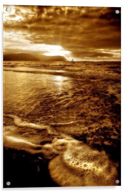  A Distant Yacht Returns to Conwy Harbour Acrylic by Mal Bray