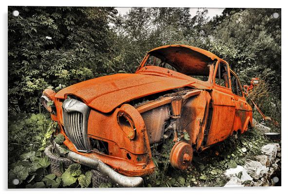  Old and Rusty Riley Classic Car Acrylic by Mal Bray