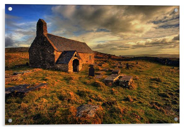 Sunlight on Llangelynnin Church, Conwy Acrylic by Mal Bray