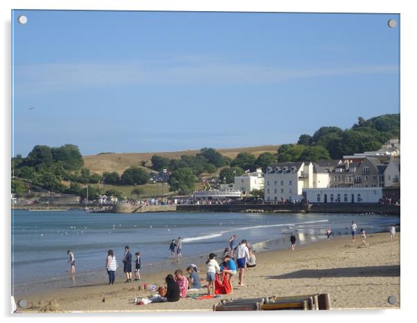 Swanage Bay Acrylic by John Bridge