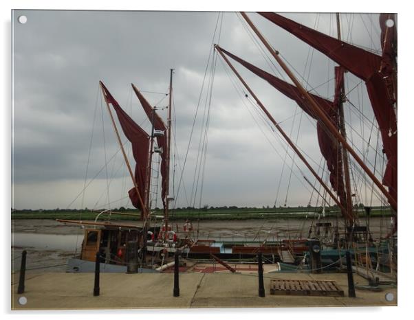 Thames Barges at Maldon Acrylic by John Bridge