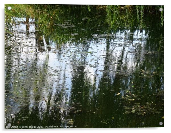 Reflections in Chalkwell Park Acrylic by John Bridge