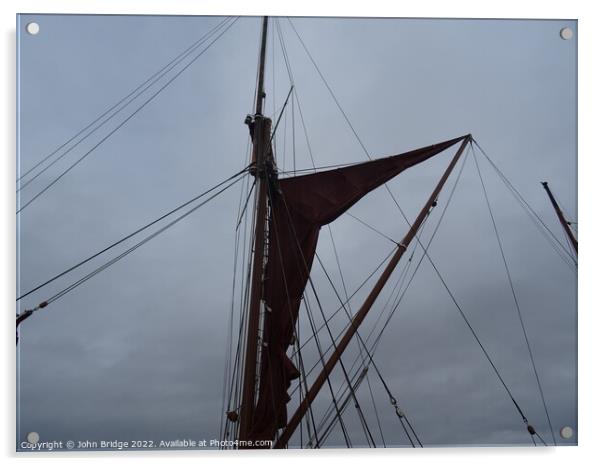 Gaff-rigged Thames Barge Acrylic by John Bridge