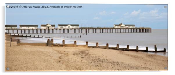Southwold pier on summers day Acrylic by Andrew Heaps