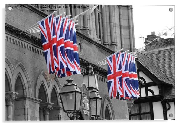  Union Jacks flying high. Acrylic by Andrew Heaps