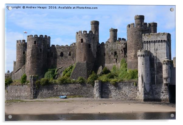 Majestic Conwy Castle Acrylic by Andrew Heaps