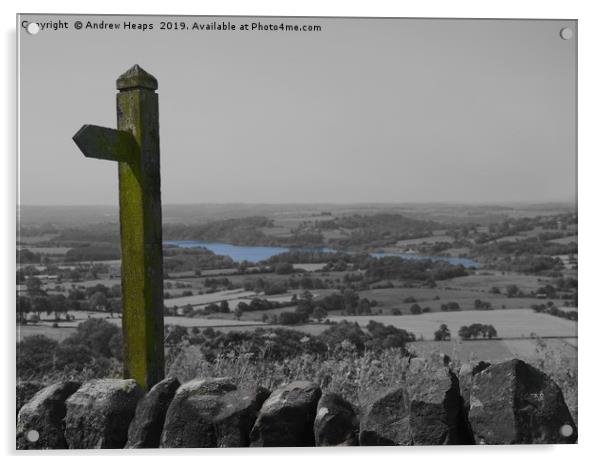 Tittersworth reservoir viewed from the Roaches Acrylic by Andrew Heaps