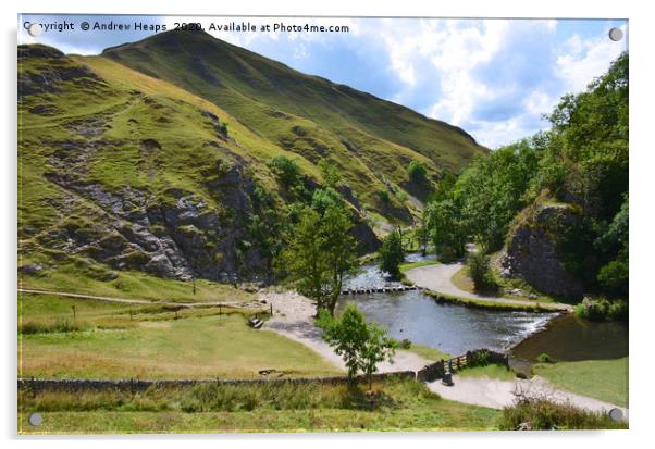 Dovedale stepping stones    Acrylic by Andrew Heaps