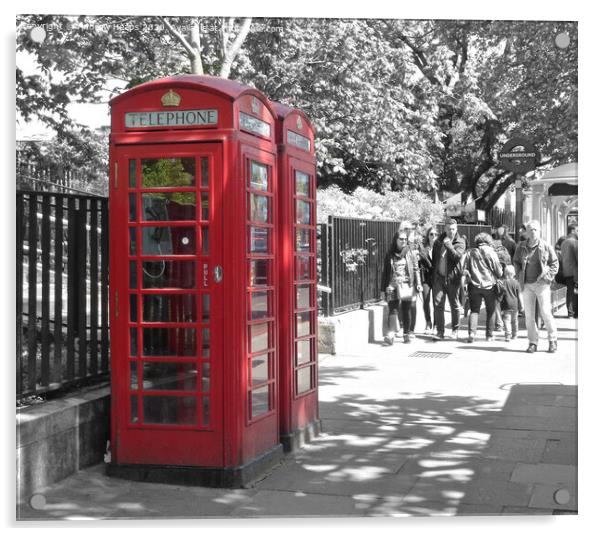 Good old British red telephone box Acrylic by Andrew Heaps