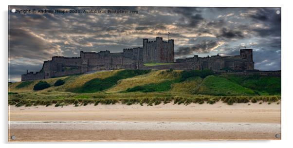 Bamburgh castle from the beach Acrylic by Andrew Heaps