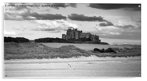 Bamburgh Castle in Northumberland. Acrylic by Andrew Heaps