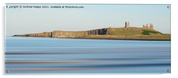 View of Dunstaburgh castle from Embleton beach  Acrylic by Andrew Heaps