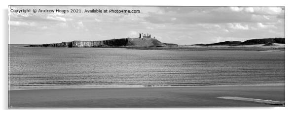 Dunstanburgh castle viewed from beach Acrylic by Andrew Heaps