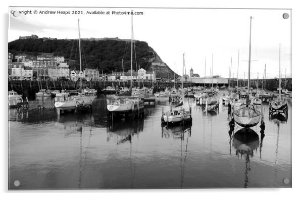 Boats in the Peaceful Scarborough Harbour Acrylic by Andrew Heaps