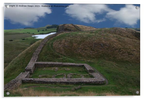 Hadrians wall a historic landmark on a summers day Acrylic by Andrew Heaps