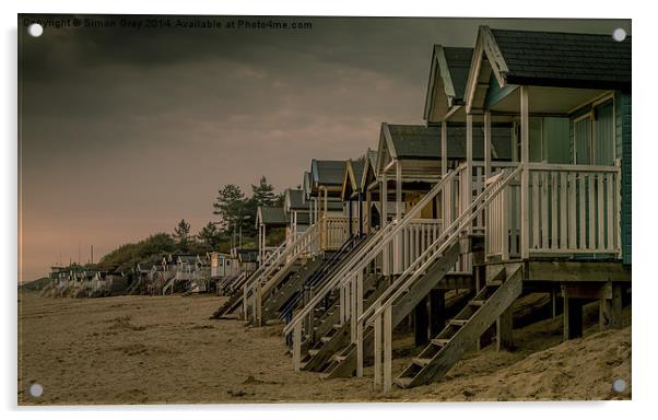  Beach Huts at Dawn Acrylic by Simon Gray