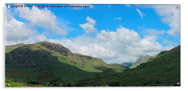  Little Langdale Valley Panorama Acrylic by Simon Hall