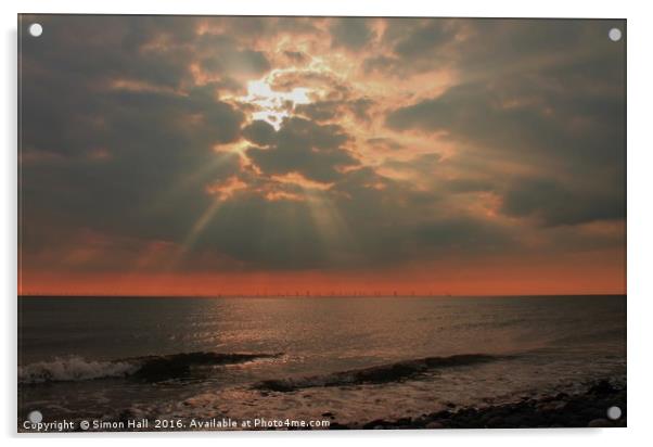 Walney Island Sunset Acrylic by Simon Hall